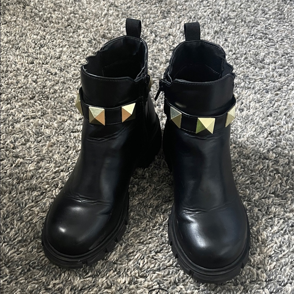 Steve Madden Black Boots with Gold Accents